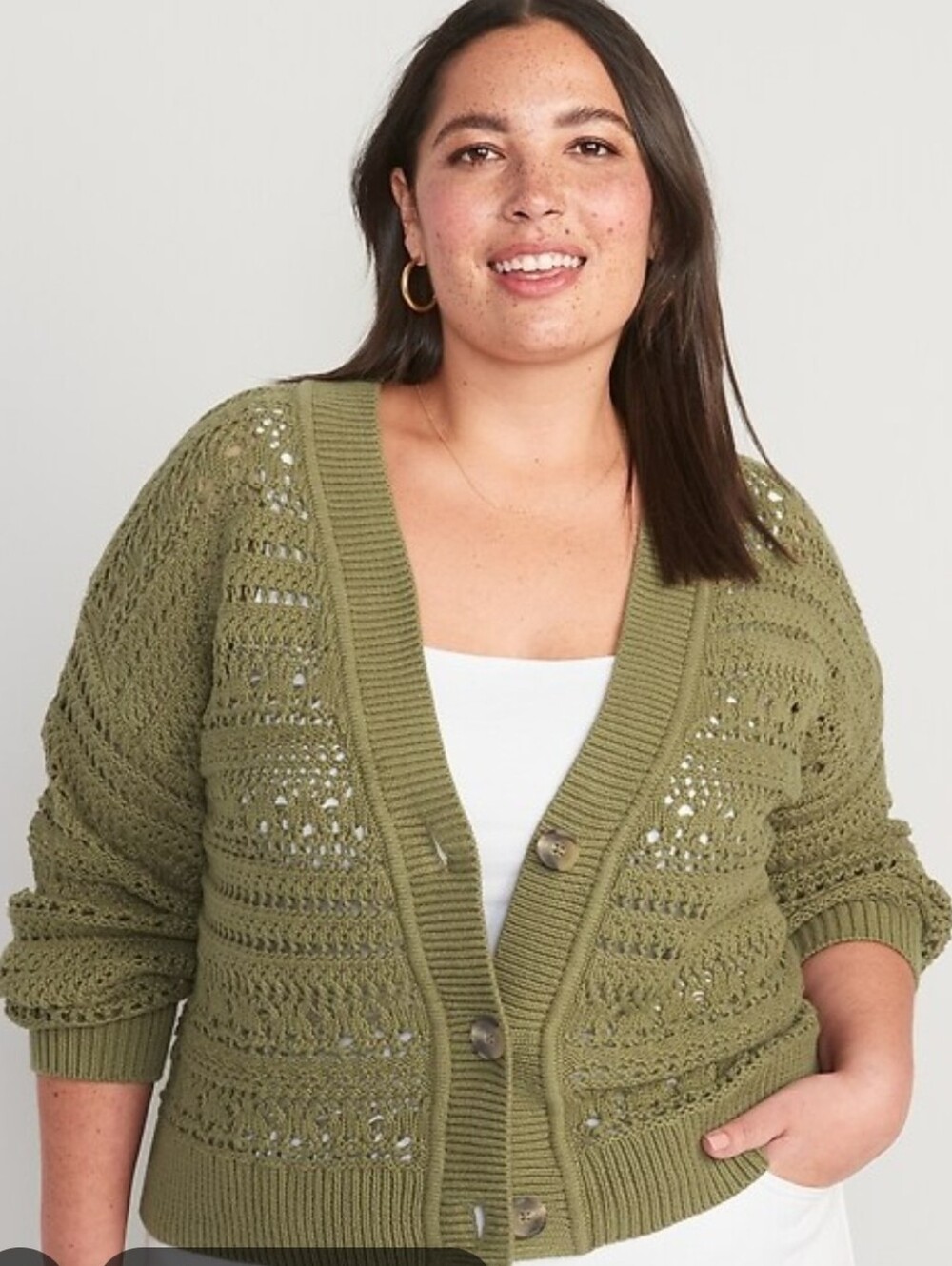 Old Navy Olive Green Knit Button-Front Women's Sweater Cardigan 3x